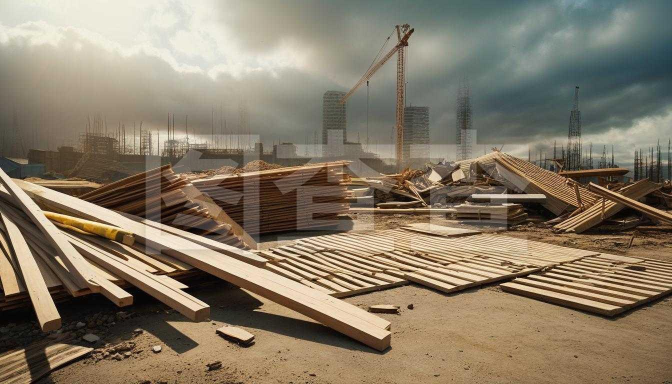 废墟中的建筑材料